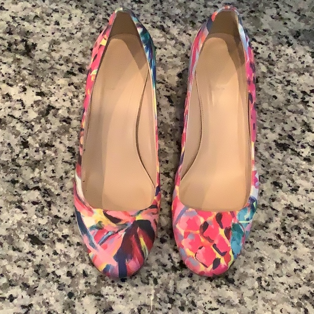 Multi colored J Crew heels size 10 in excellent condition